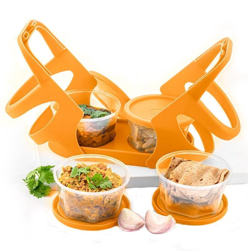 170 Lunch Box (200 ml each Container) with Attractive Stand - 4 pcs