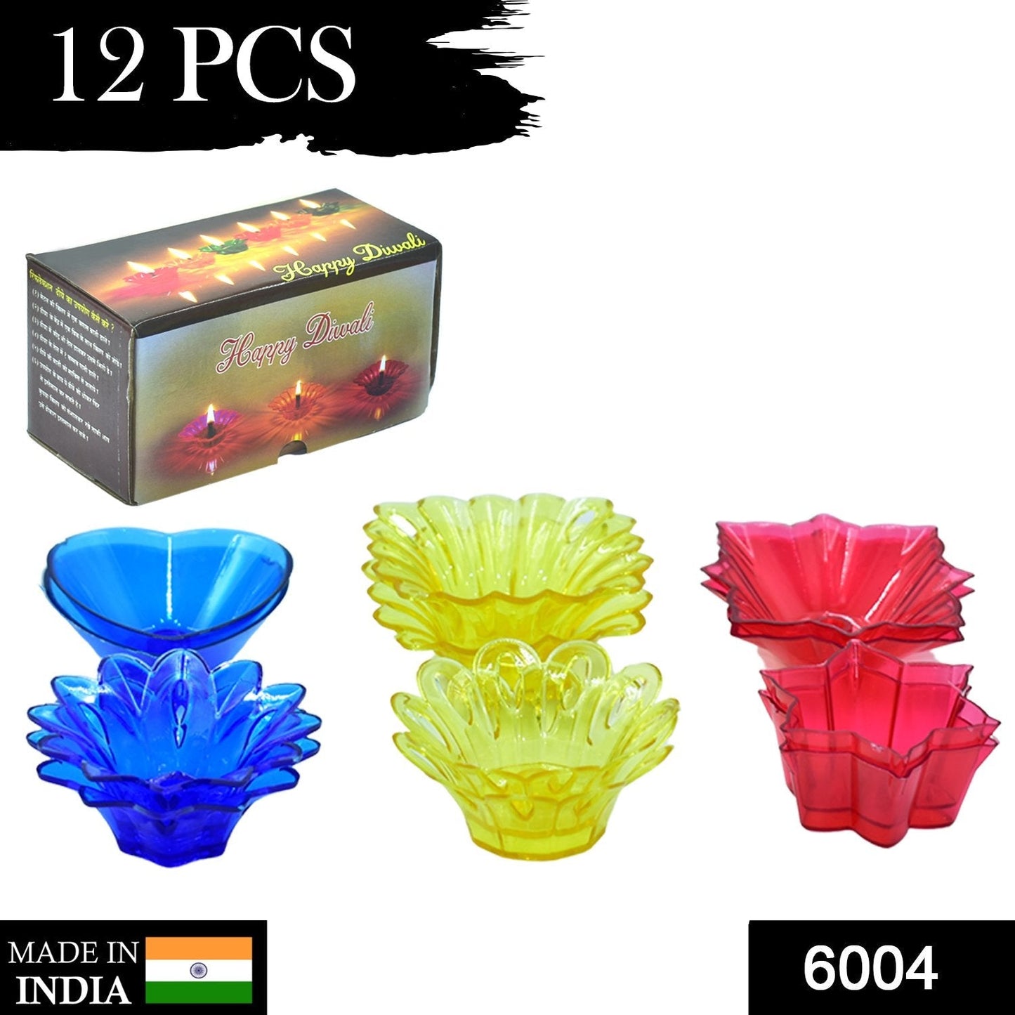 6004 Plastic Candle Cup with Multi Shape (Multicolor)