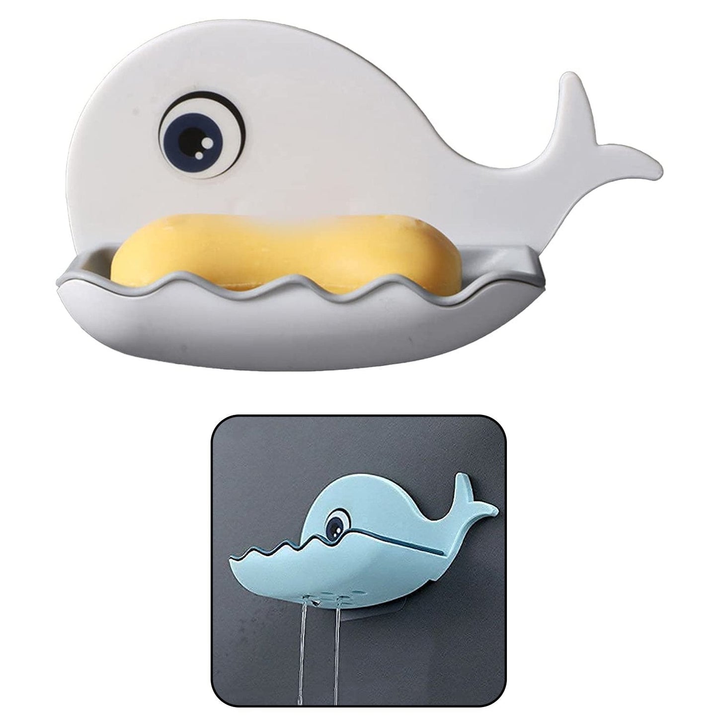4747 Fish Shape Soap Dish Adhesive Waterproof Wall Mounted Bar Soap Dish Holder (Pack of 2Pc)