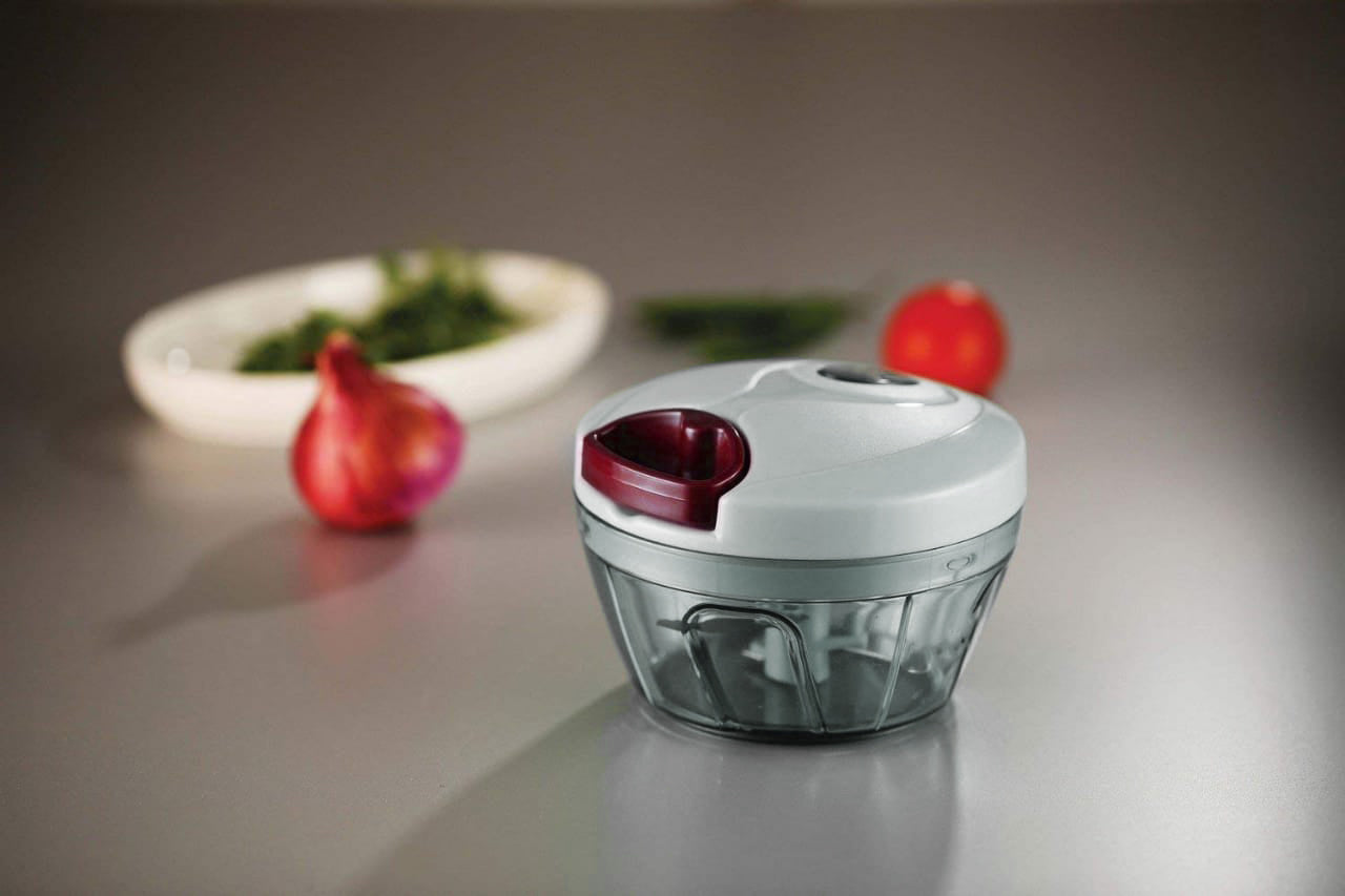7009 Multipurpose Manual Hand Held Vegetable Chopper, Cutter, Slicer with Storage Lid - 450 ml (Grey Color)