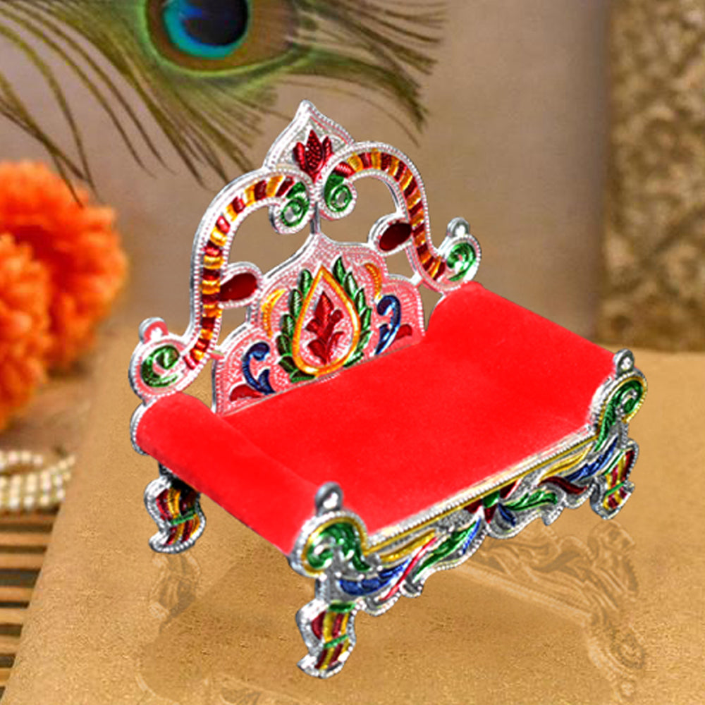 2381 Ladoo Bal Gopal Small Sinhasan for Pooja Mandir Krishna Sofa Asan 