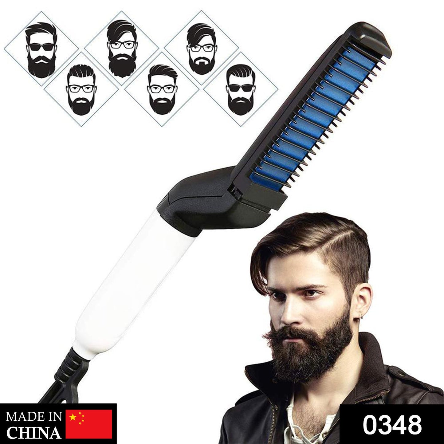 348 Men's Beard and Hair Curling Straightener (Modelling Comb) 