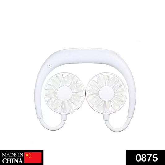 875 Portable USB Battery Rechargeable Mini Fan - Headphone Design Wearable Neckband Fan 