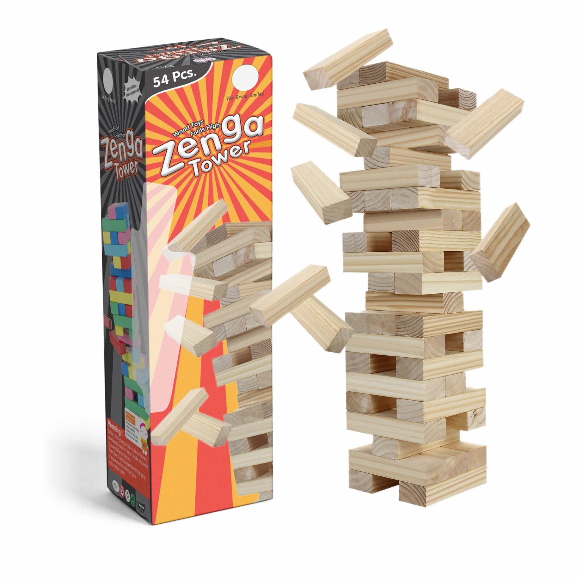 1911 54 Pcs Blocks 4 Dices Wooden Tumbling Stacking Building 