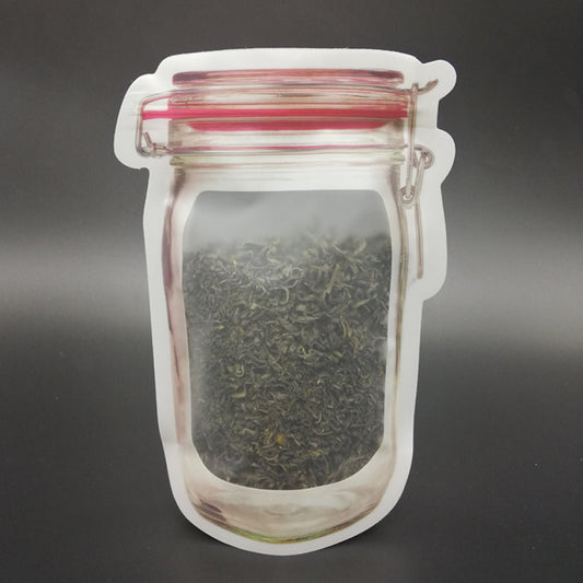 1074 Reusable Airtight Seal Plastic Food Storage Mason Jar Zipper (500ml) 