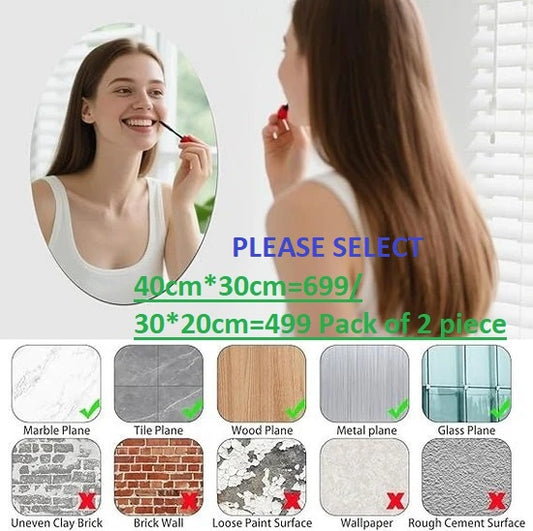 BUY 1 GET 1 FREE ⚡“Elegant Wall Sticker Mirror SELF adhesive for Stylish Home Decor” new (pack of 2) 💪100% SAFE DELIVERY