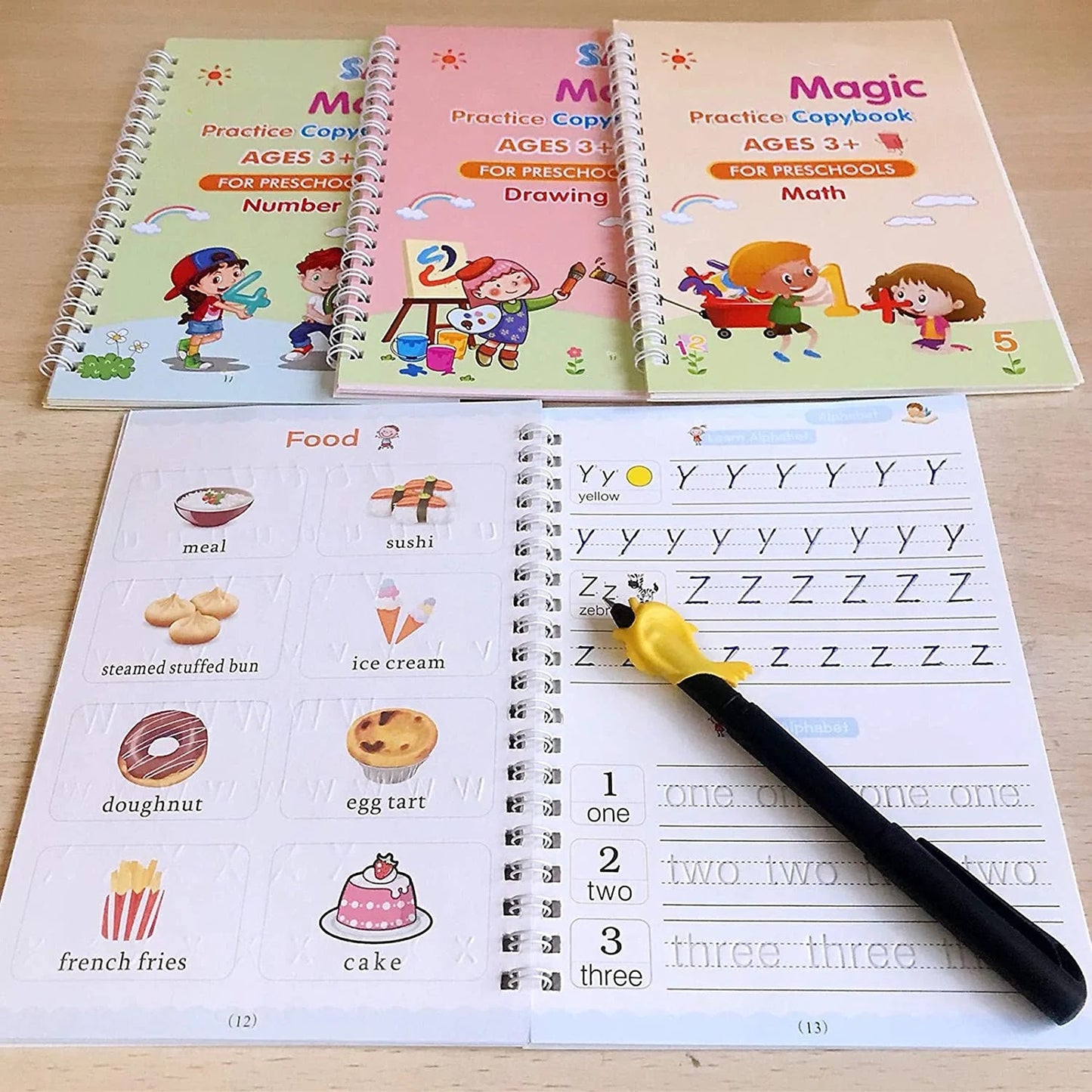 4 Pc Magic Copybook used by kids, children’s and even adults also to write (4 book and pen with 5 refill)