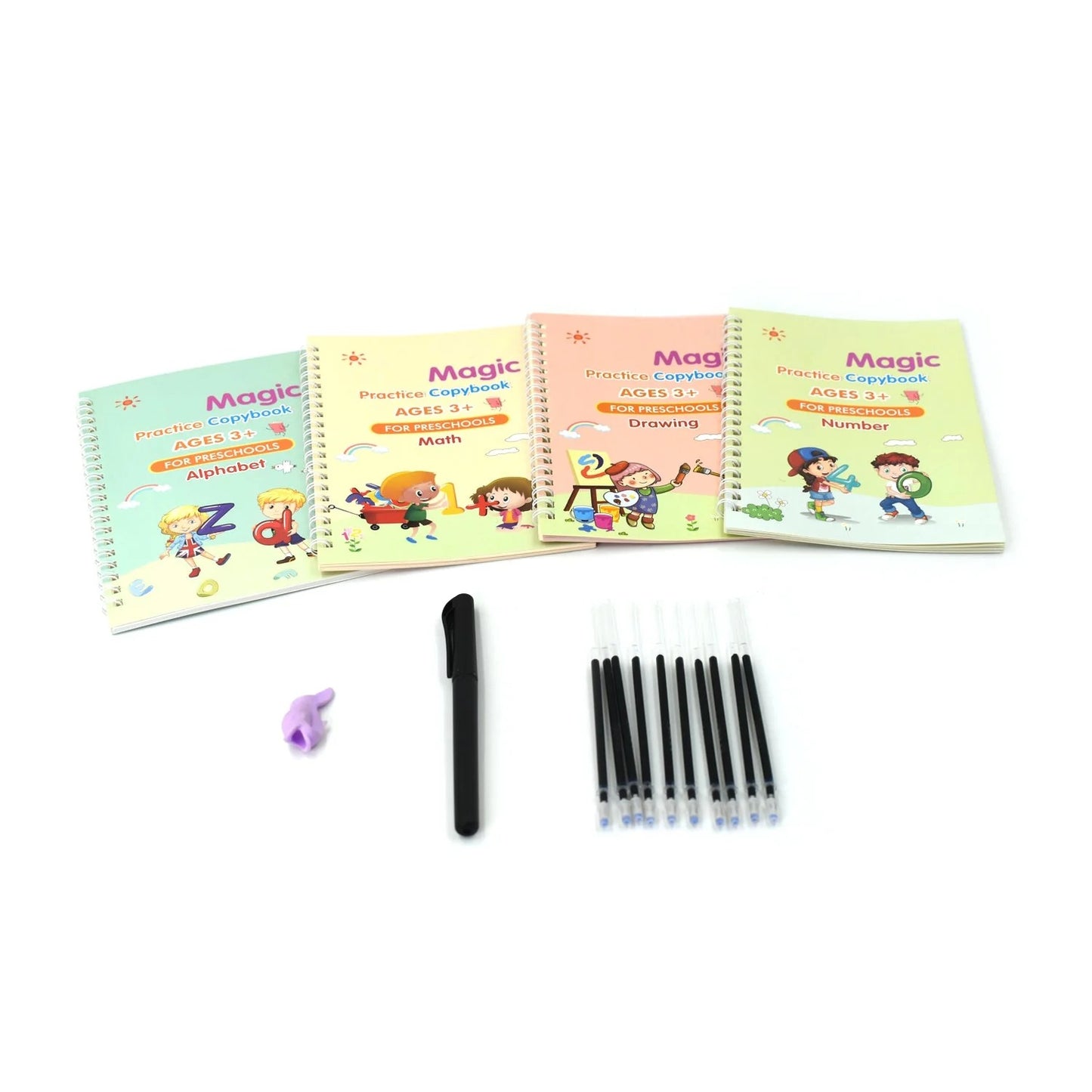 4 Pc Magic Copybook used by kids, children’s and even adults also to write (4 book and pen with 5 refill)