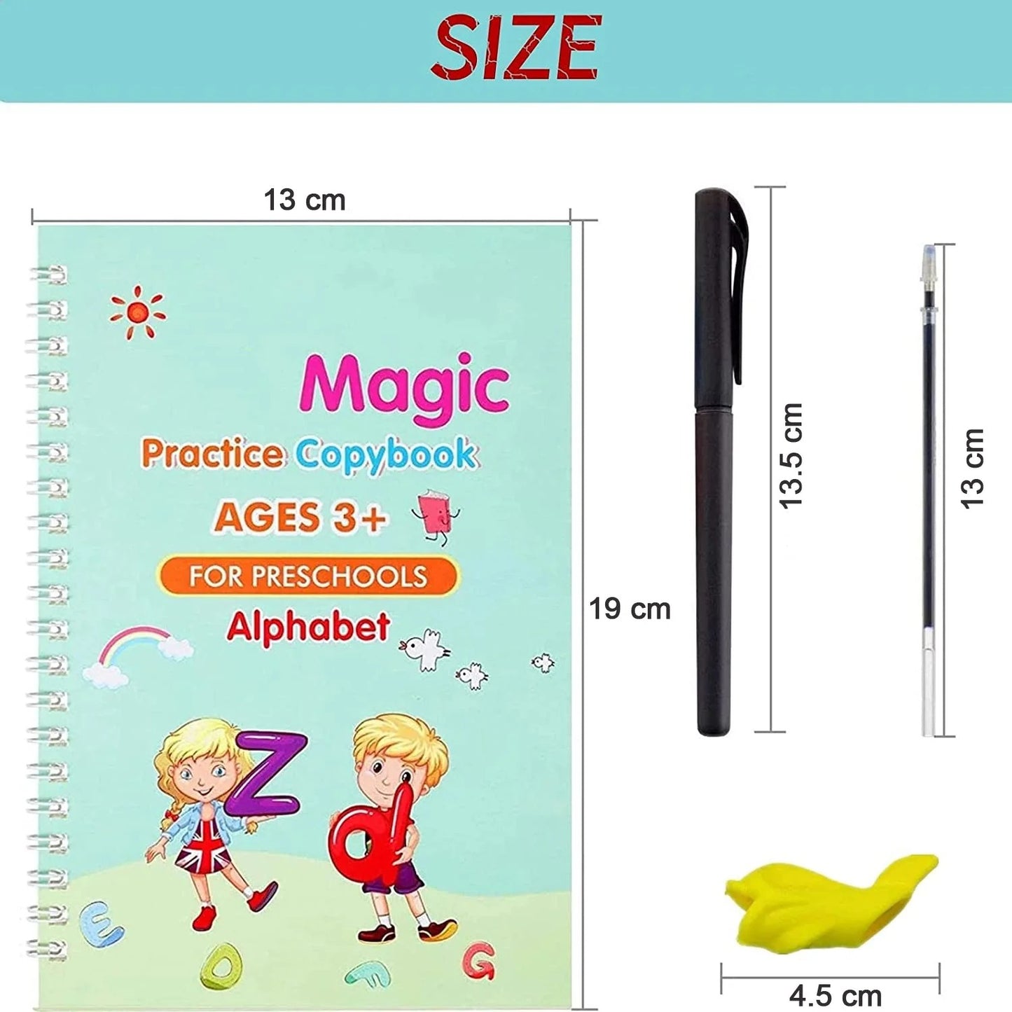 4 Pc Magic Copybook used by kids, children’s and even adults also to write (4 book and pen with 5 refill)