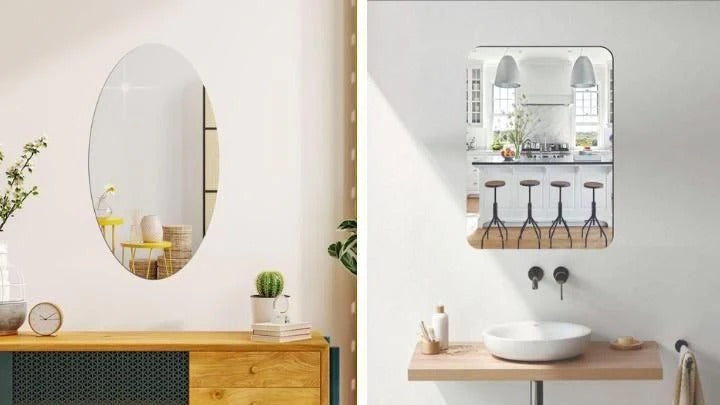 BUY 1 GET 1 FREE ⚡“Elegant Wall Sticker Mirror SELF adhesive for Stylish Home Decor” new (pack of 2) 💪100% SAFE DELIVERY